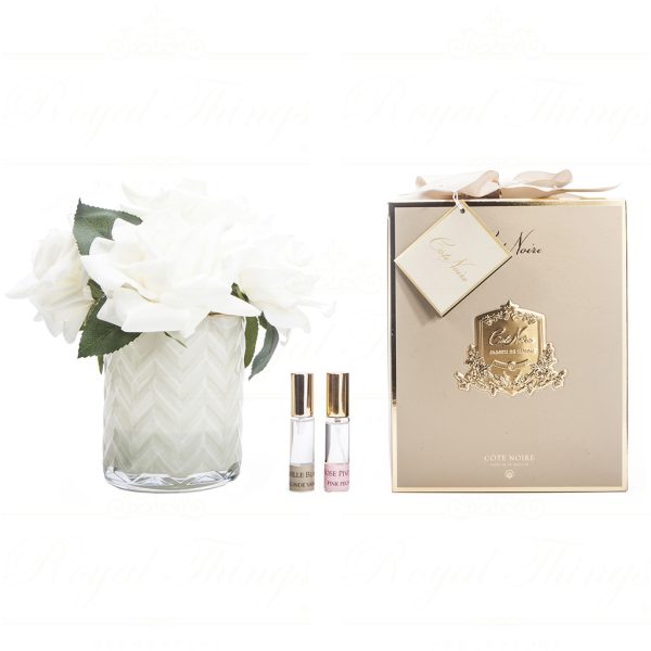 Cn Hcf02 Cote Noire Glass Herringbone Flower Cream Champagne Roses Blonde Vanilla Pink Peony