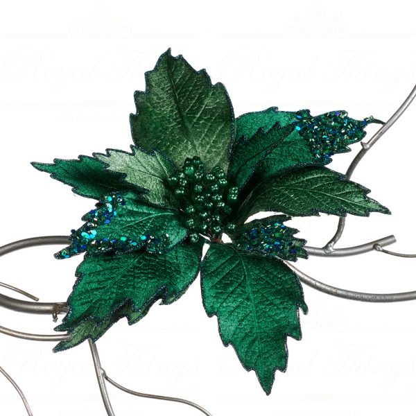 Goodwill Christmas Flowers Branches Green Blue Glitter Tip Poinsettia On Clip Sp20207