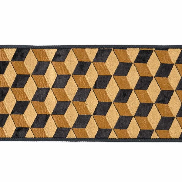 Goodwill Christmas Wired Ribbons Velvet 3d Cube Ribbon Cream Gold Black L 35465