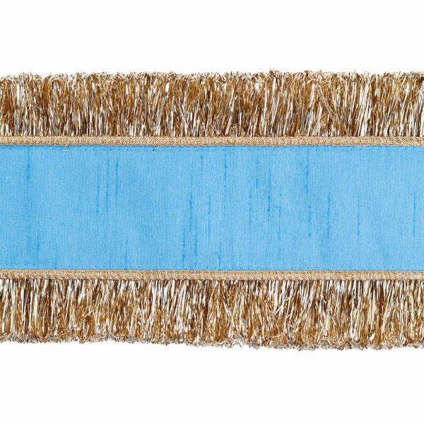 L 36512 Christmas Decorative Items Dupion Tinsel Trims Ribbon Blue Gold