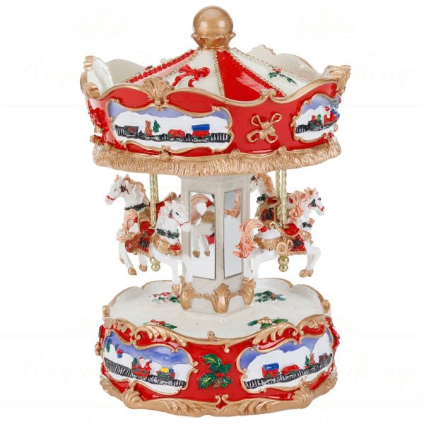 Mc 20000 Goodwill Christmas Musicboxes Snowglobes Music Motion Xmas Horse Carousel Musicbox 26 Cm