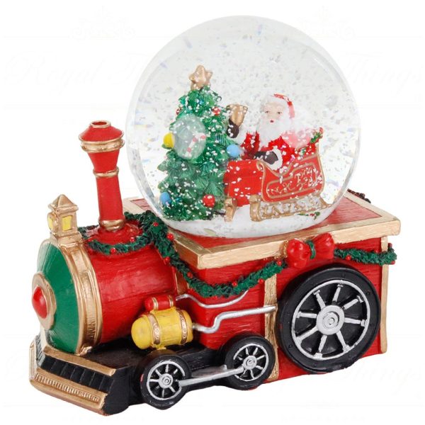 Mc 20016 Goodwill Christmas Decorative Items Music Santa On Train Snow Globe Tabletop Red Green