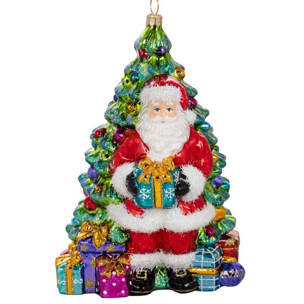 Pga B6035 Polish Glass Art Christmas Ornaments Glass Santa S Giveaway Is Getting Started Green Red
