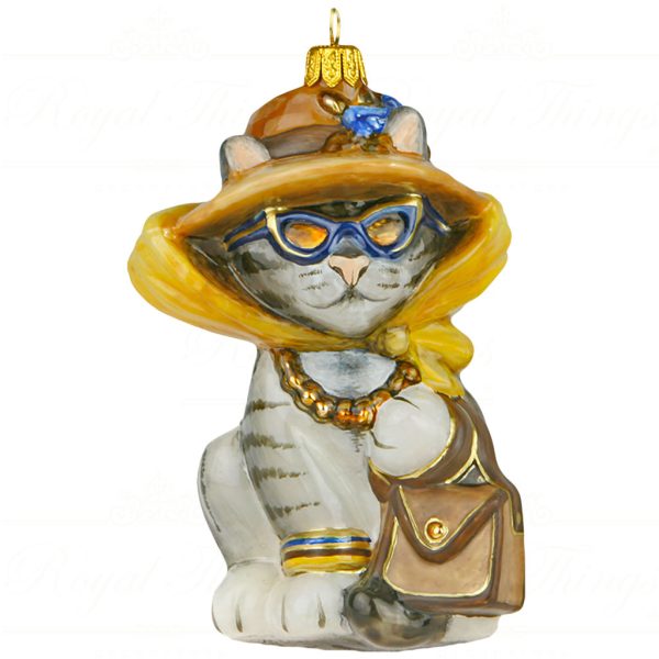 Pga B6046 Polish Glass Art Christmas Ornaments Glass I M A Distinguished Lady Cream Gold