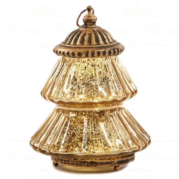 Goodwill Christmas Decorative Items Led Glass Tree Lantern Gold Fi 10543