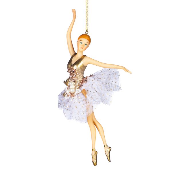Goodwill Christmas Ornament Valeria Ballerina Ornament White Cream Gold Tr 20580 C