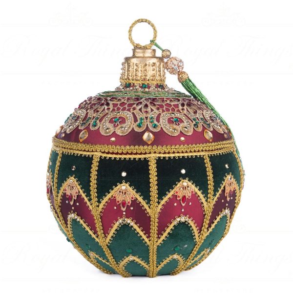 Katherine S Collection Christmas Decorative Items Christmas Castle Ball Shaped Box Tabletop Green Gold Red Kc 28 428253 1