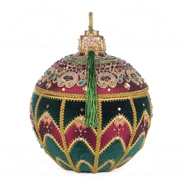 Katherine S Collection Christmas Decorative Items Christmas Castle Ball Shaped Box Tabletop Green Gold Red Kc 28 428253 2